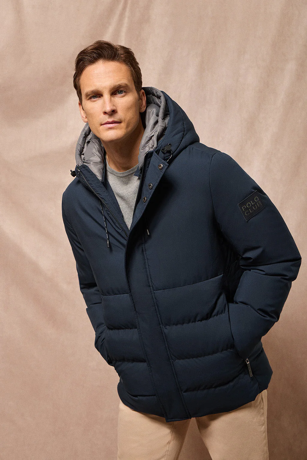 Navy-blue puffer coat Aspen with fixed hood and Polo Club details - Image 4