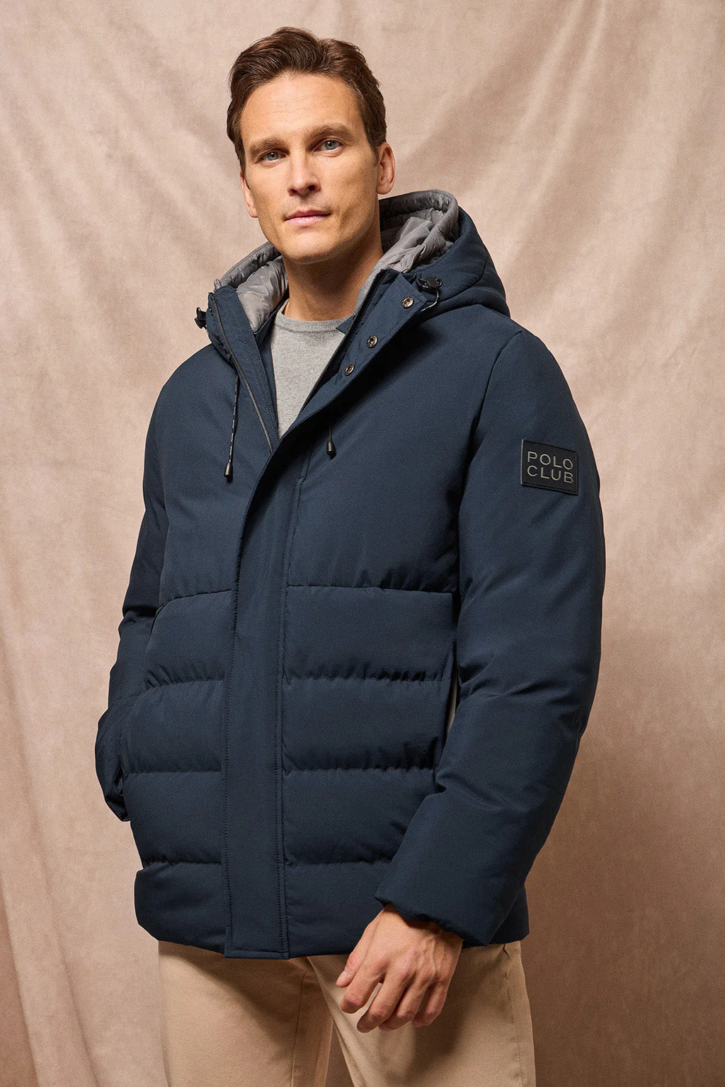 Navy-blue puffer coat Aspen with fixed hood and Polo Club details - Image 5