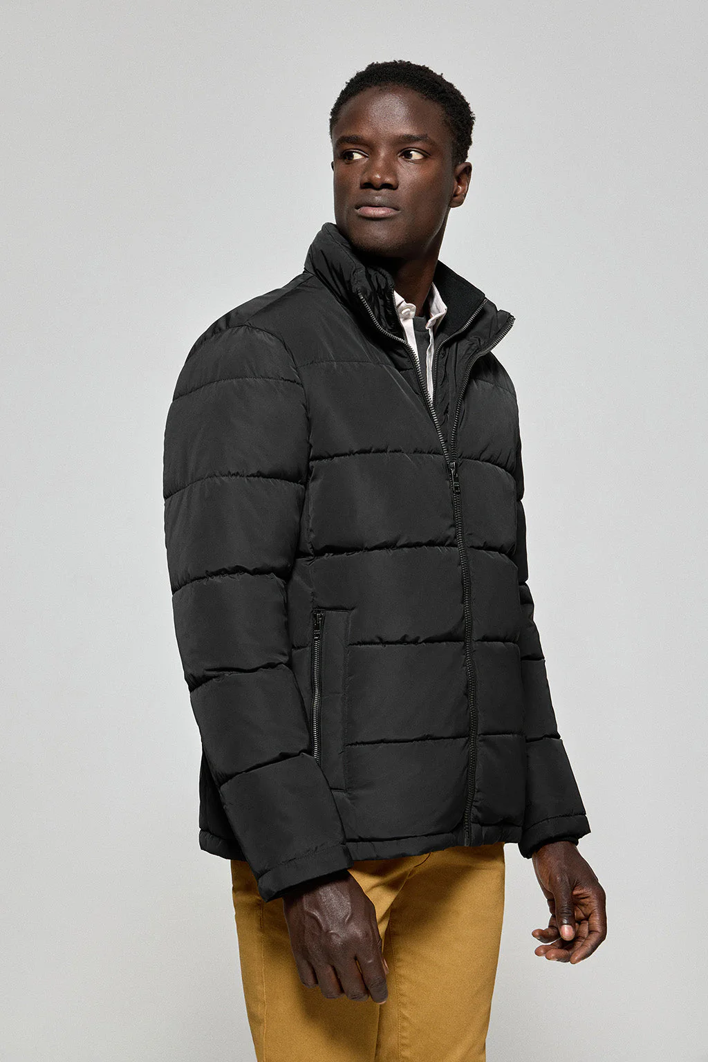 Black Brooklyn puffer jacket with sleeve detail