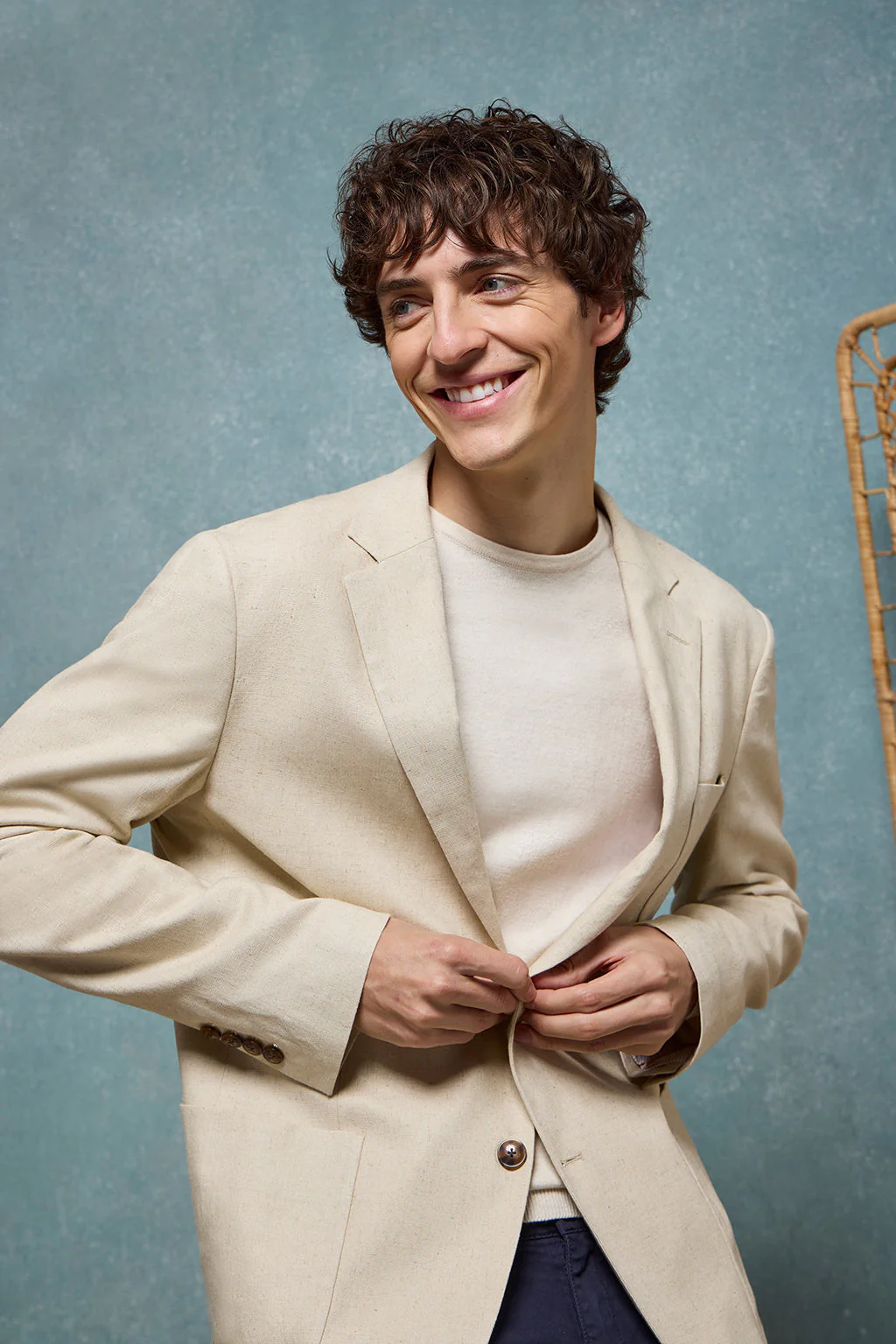 Sandy buttoned linen blazer with Polo Club details