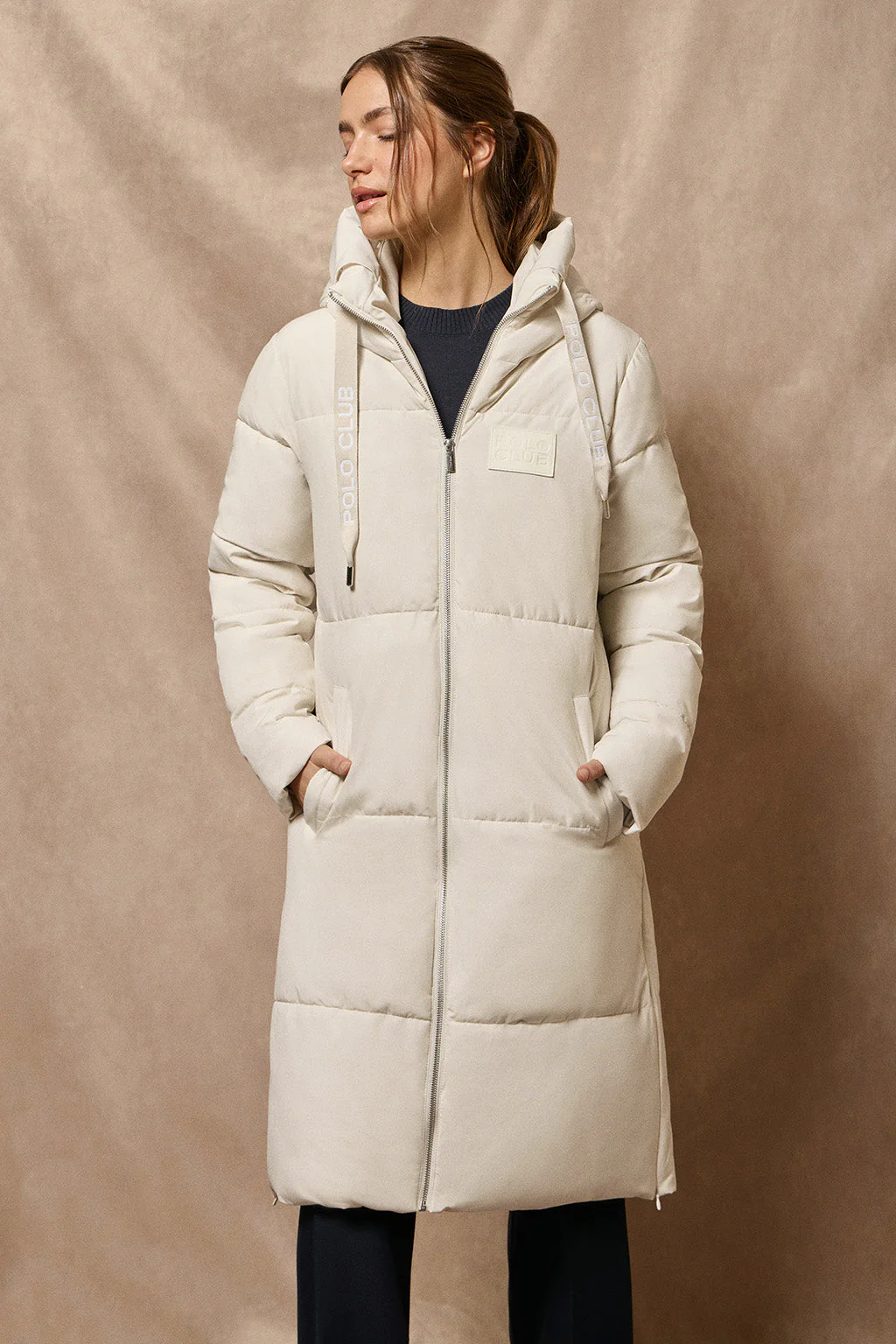 Beige short coat Buenos Aires with fixed hood and Polo Club details - Image 6