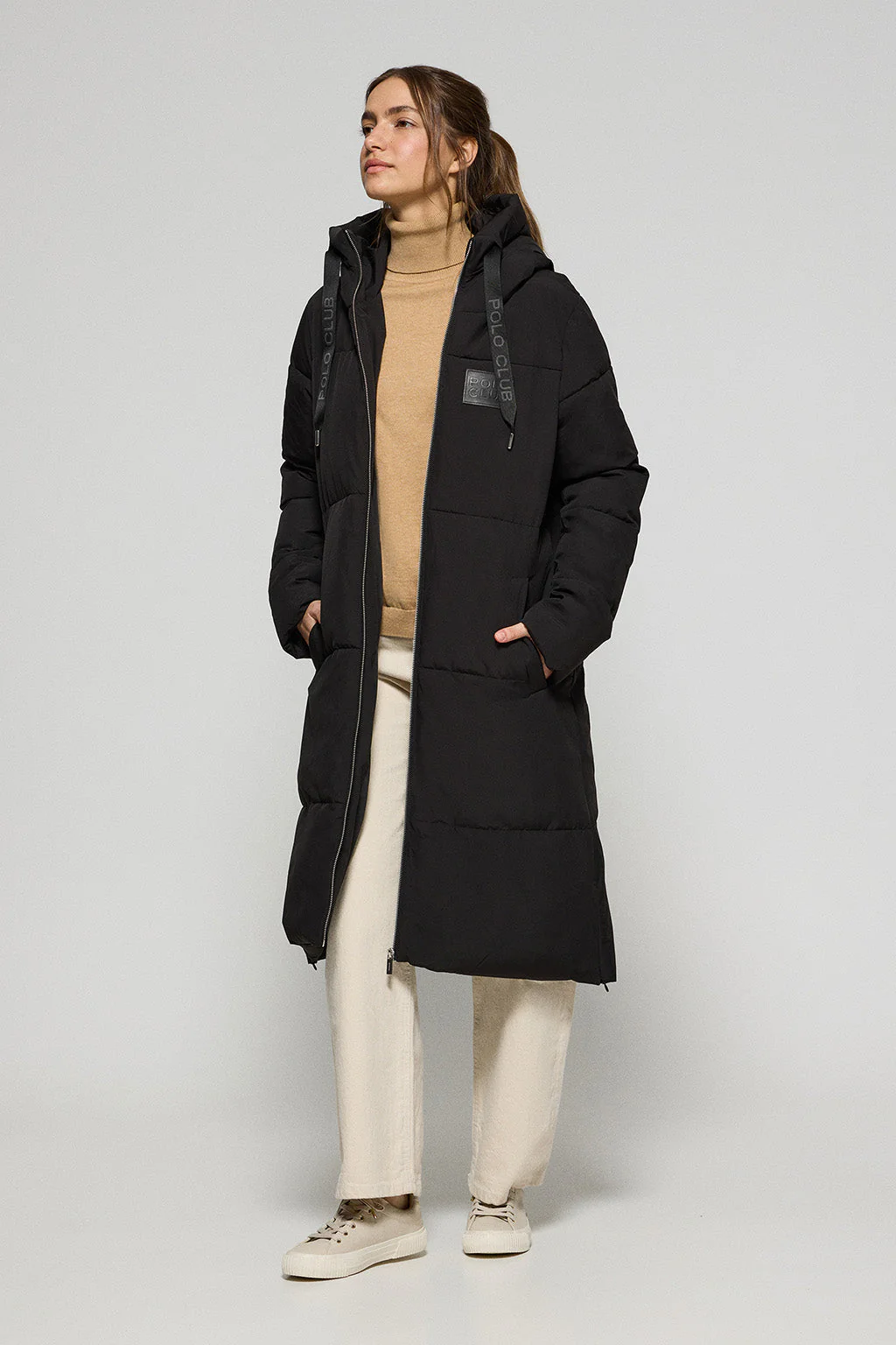 Black short coat Buenos Aires with fixed hood and Polo Club details - Image 3