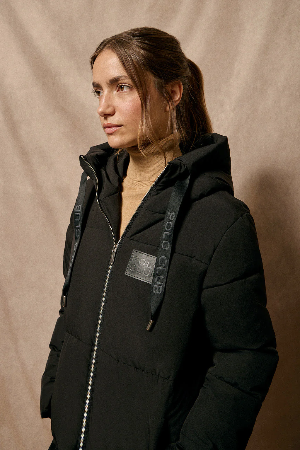 Black short coat Buenos Aires with fixed hood and Polo Club details - Image 6