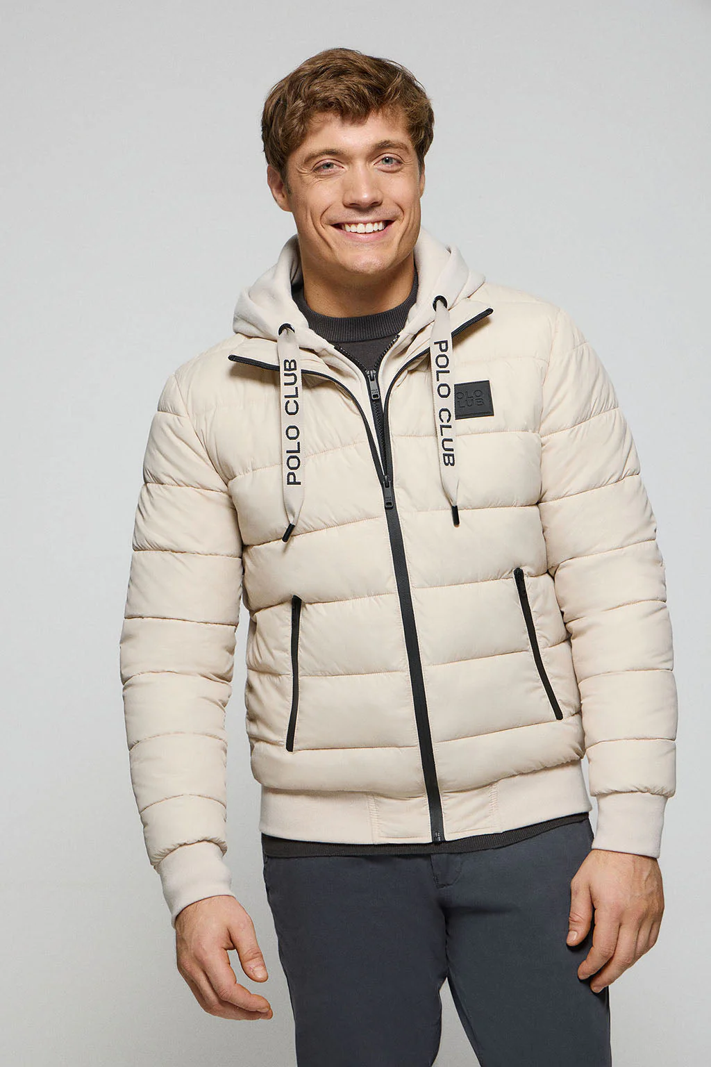 Beige puffer jacket Canyon with Polo Club details