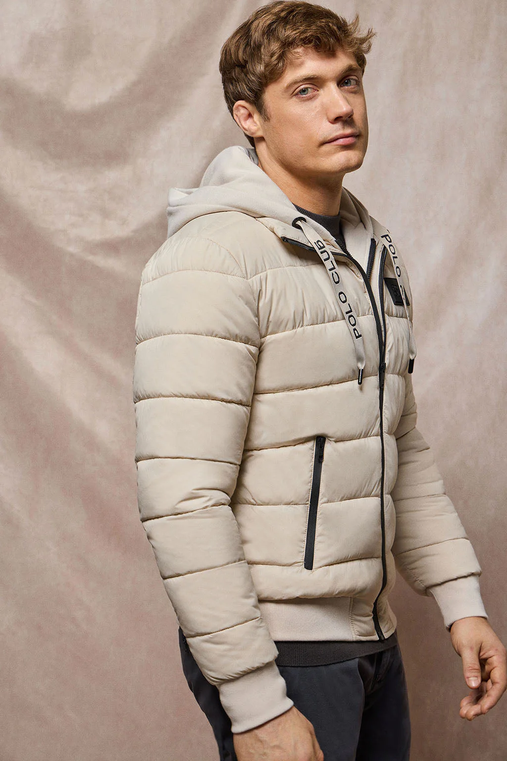 Beige puffer jacket Canyon with Polo Club details - Image 5