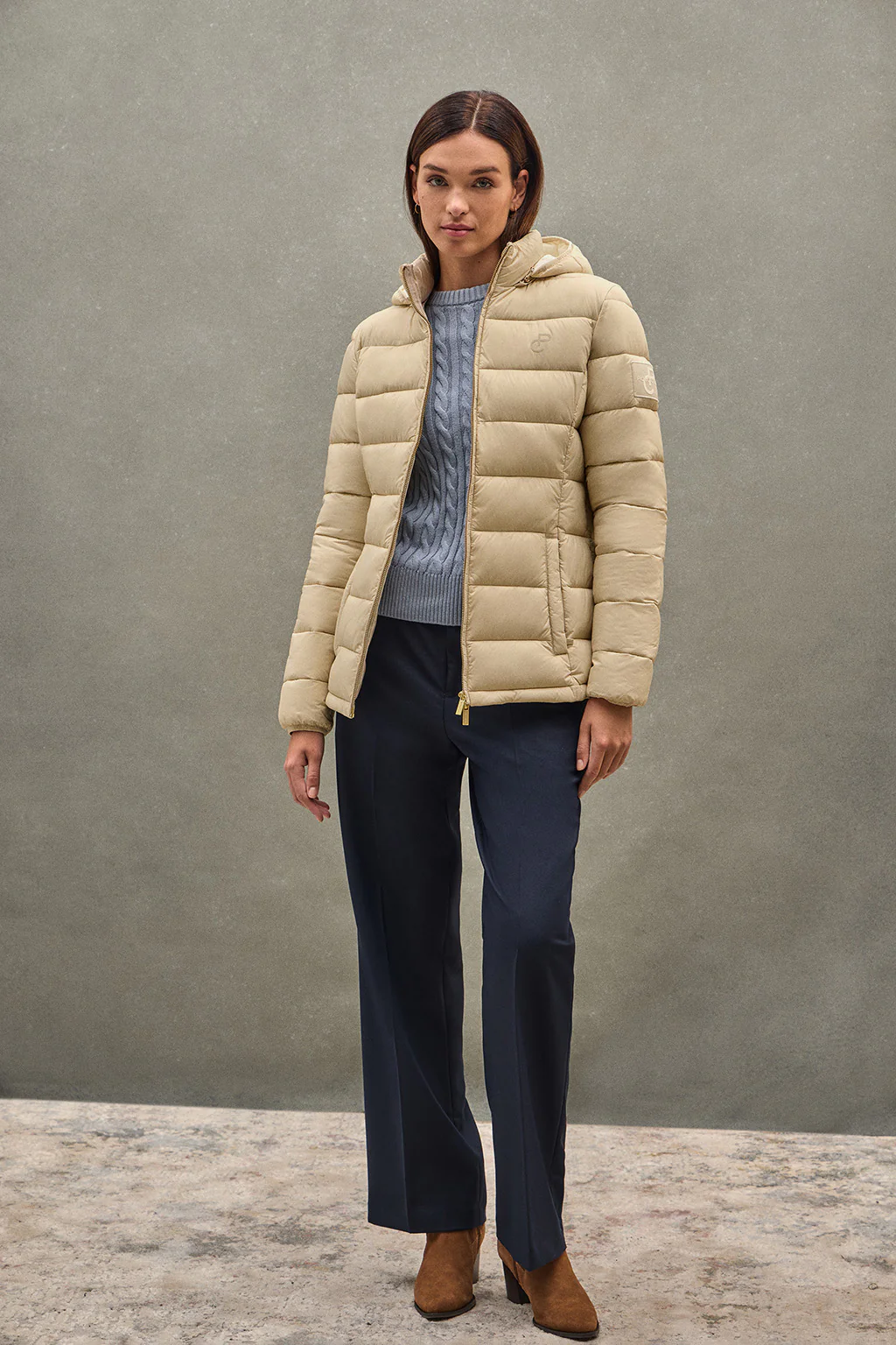 Beige jacket ultralight with Polo Club logo
