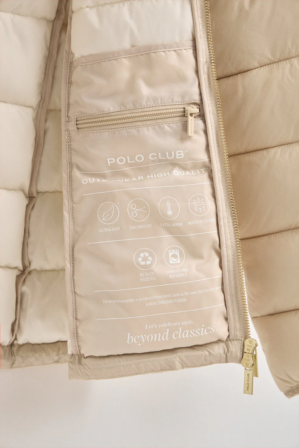 Beige jacket ultralight with Polo Club logo - Image 9