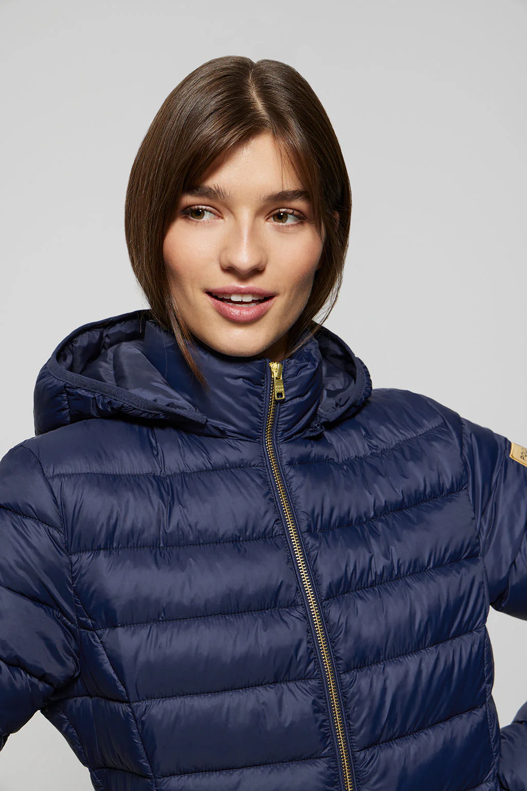 Navy-blue ultralight Carla jacket with hood and Polo Club logo - Image 3