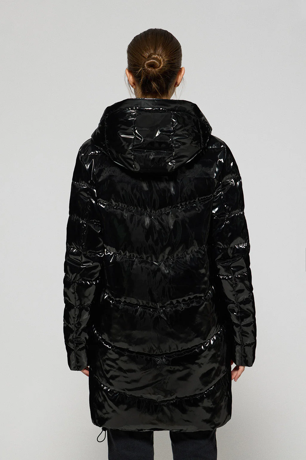 Black metal-effect coat Catele with fixed hood and Polo Club details - Image 6