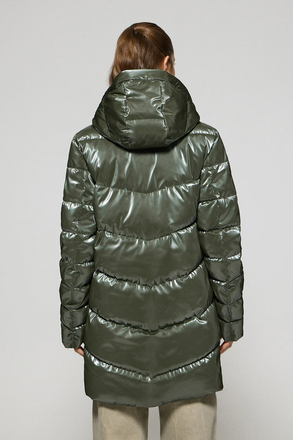 Green metal-effect coat Catele with fixed hood and Polo Club details - Image 4