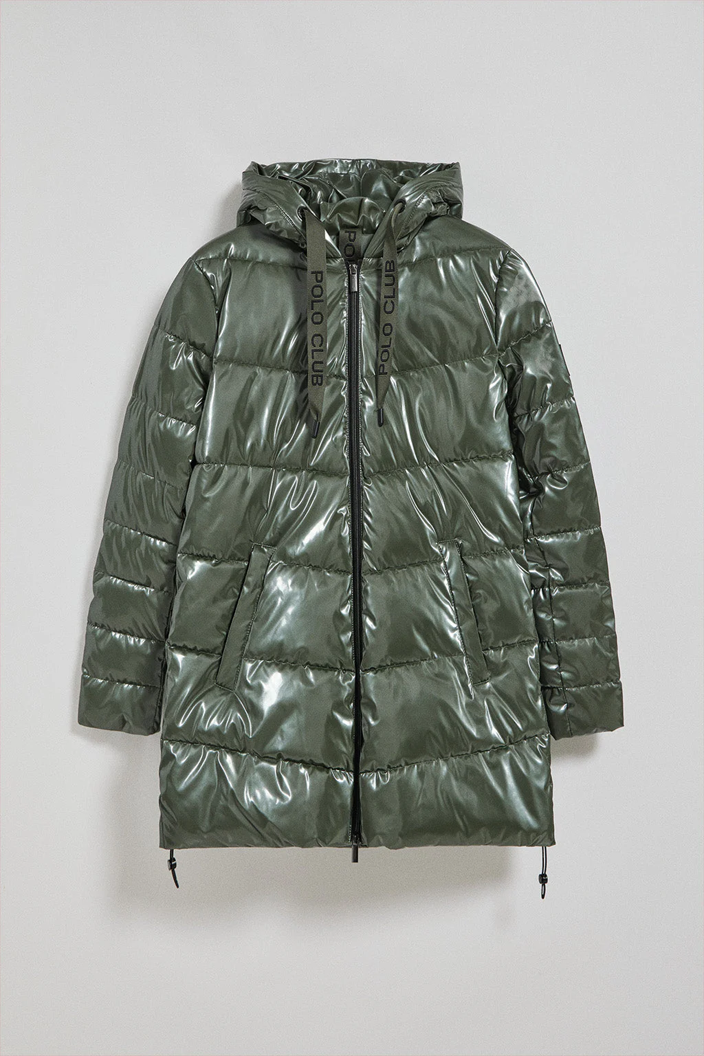 Green metal-effect coat Catele with fixed hood and Polo Club details - Image 5