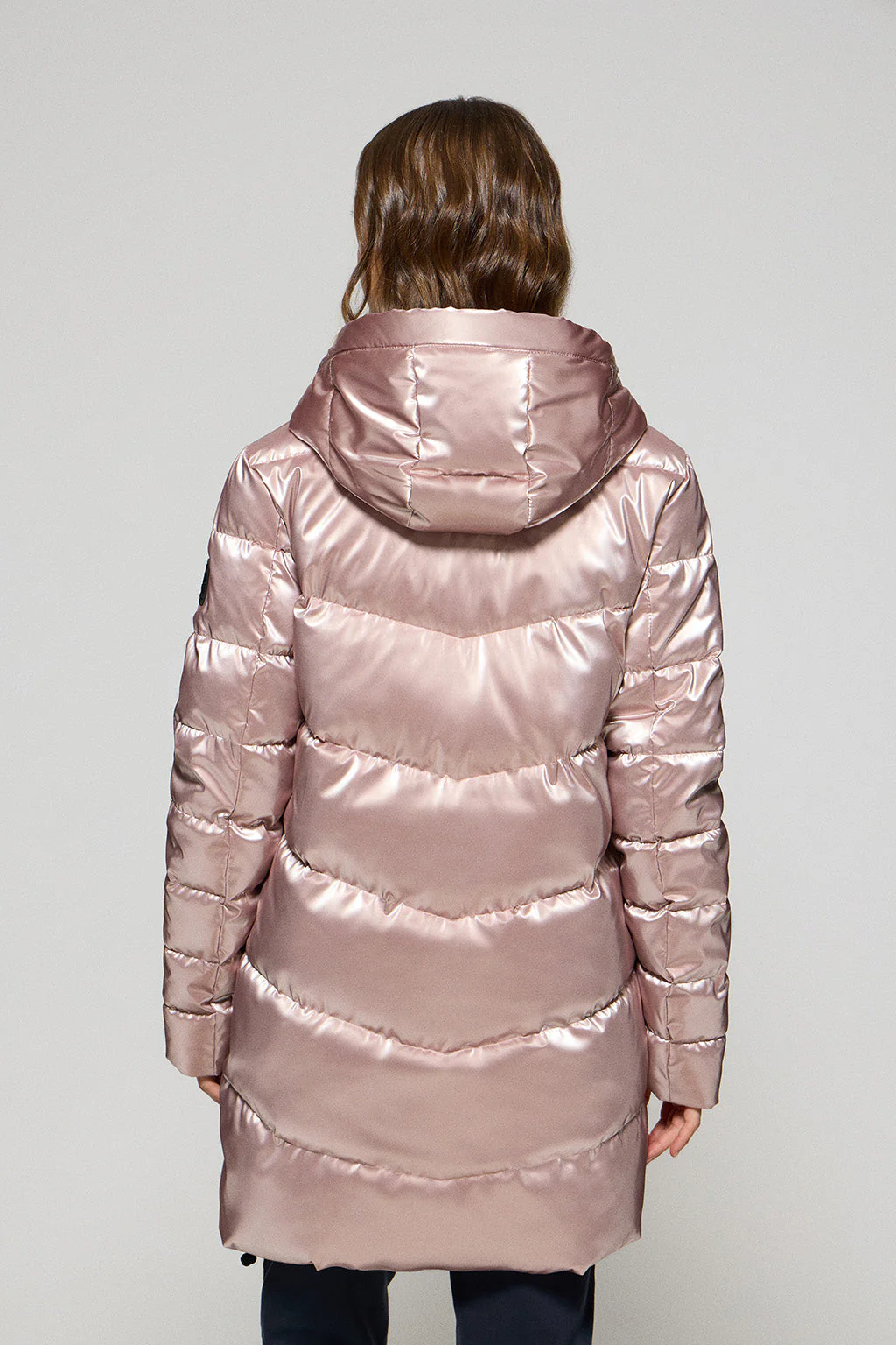 Pink metal-effect coat Catele with fixed hood and Polo Club details - Image 6