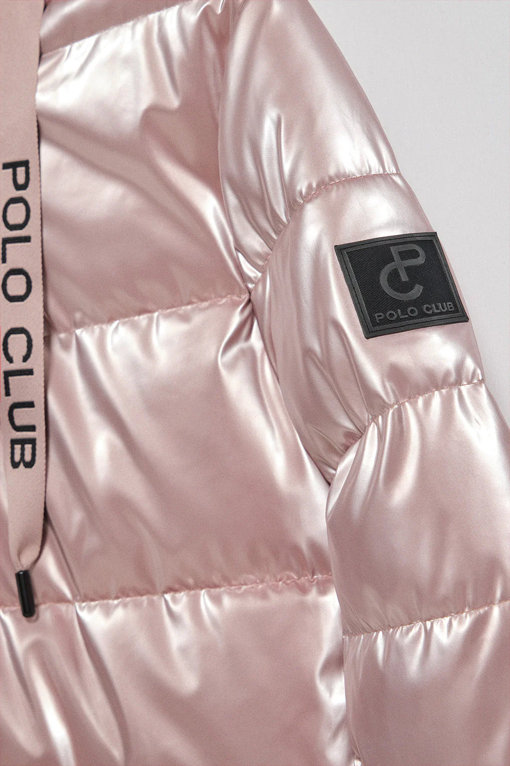 Pink metal-effect coat Catele with fixed hood and Polo Club details - Image 8