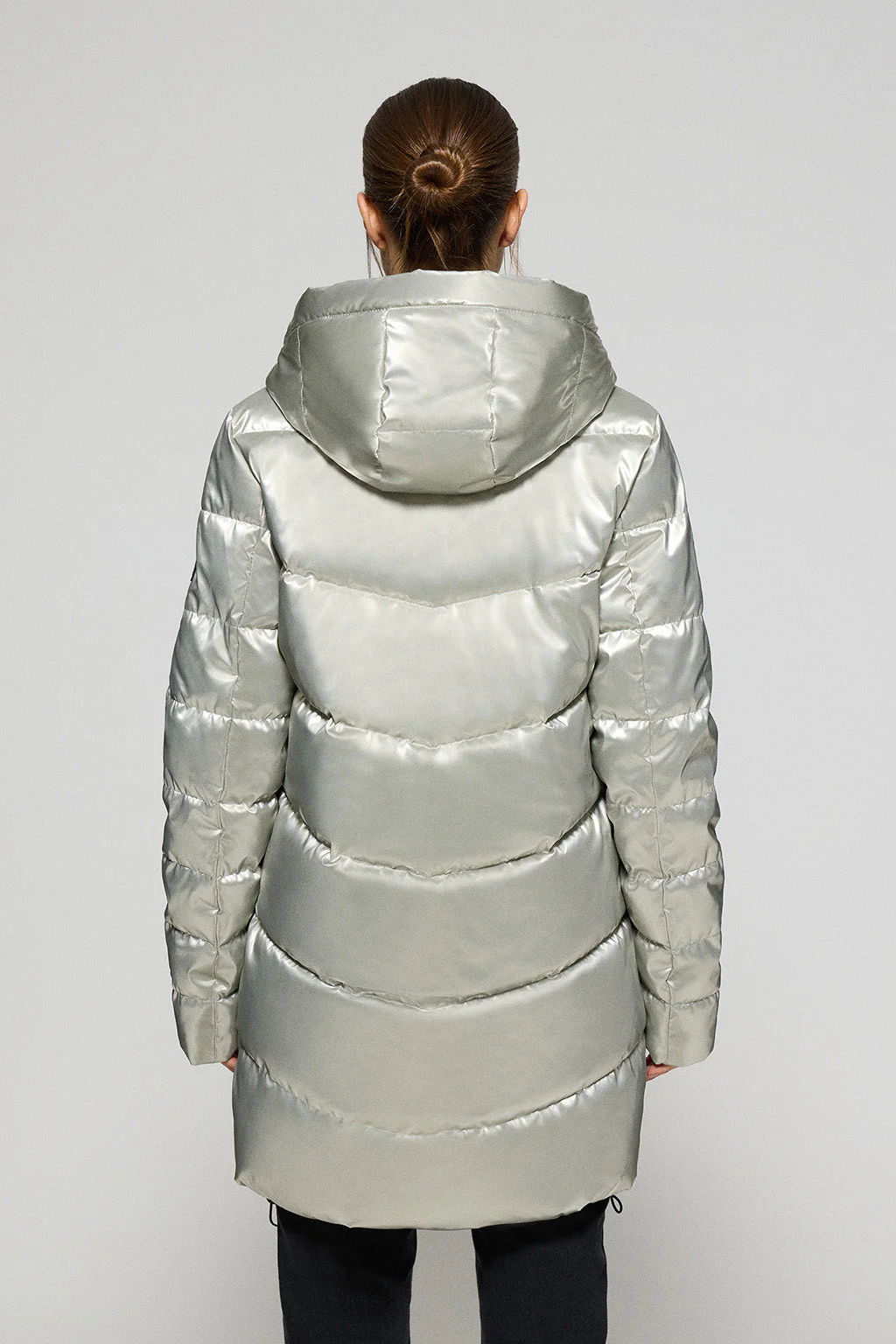 Platinum metal-effect coat Catele with fixed hood and Polo Club details - Image 7