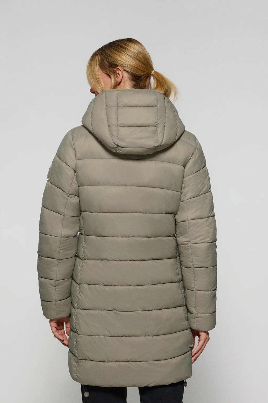 Taupe ultralight coat Cecilia with detachable hood and PC embroidery - Image 2