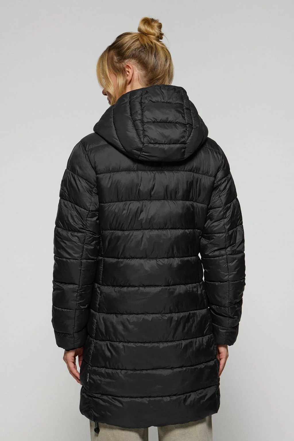 Black ultralight coat Cecilia with detachable hood and PC embroidery - Image 5