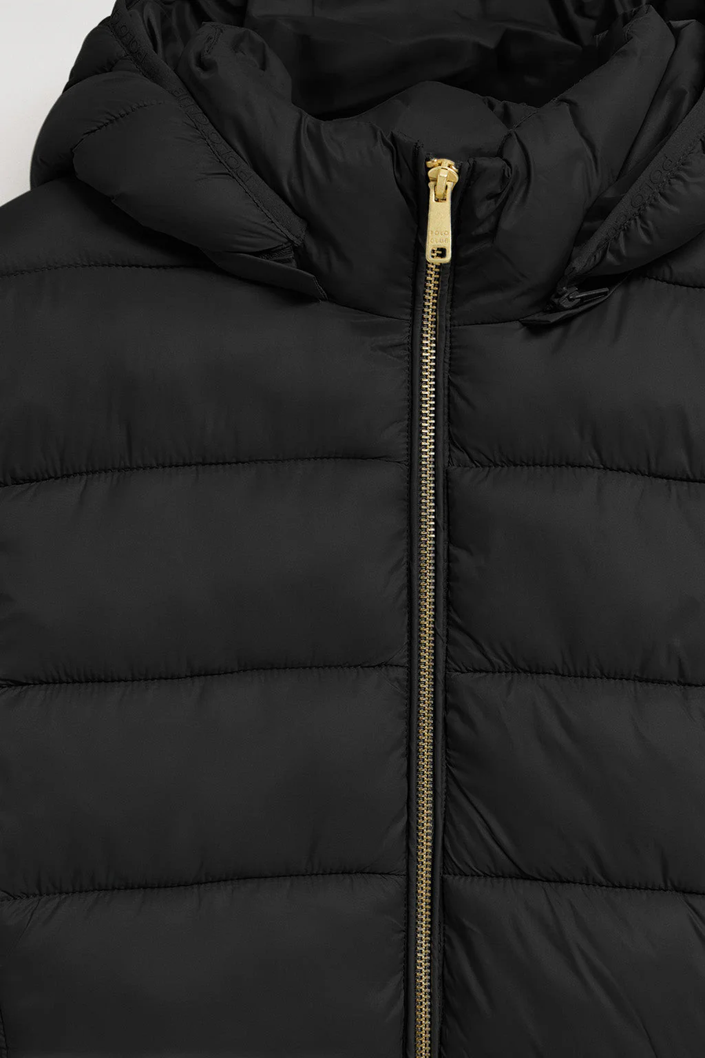 Black ultralight coat Cecilia with detachable hood and PC embroidery - Image 7