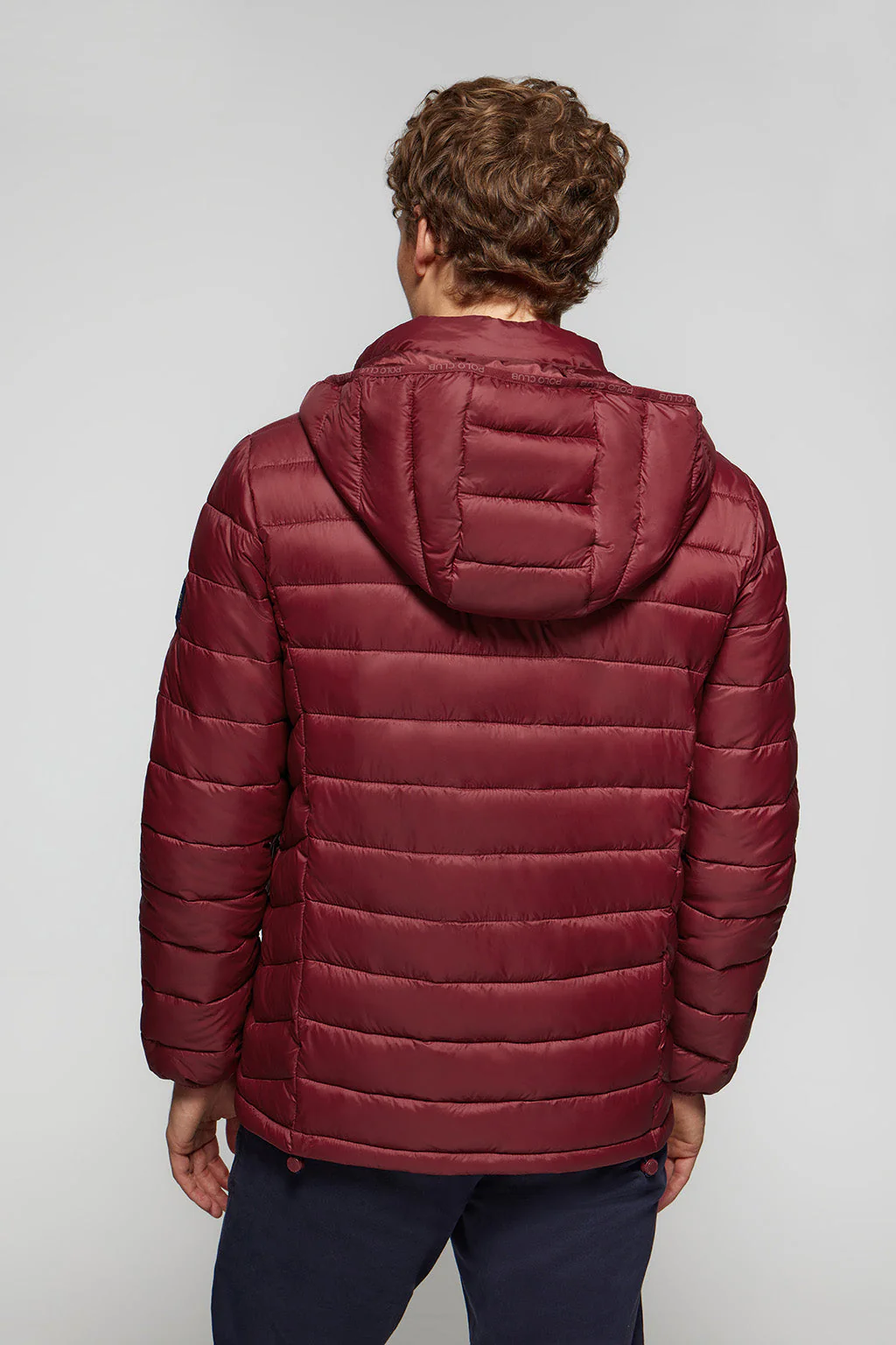 Burgundy ultralight Charles jacket with hood and Polo Club logo - Image 6
