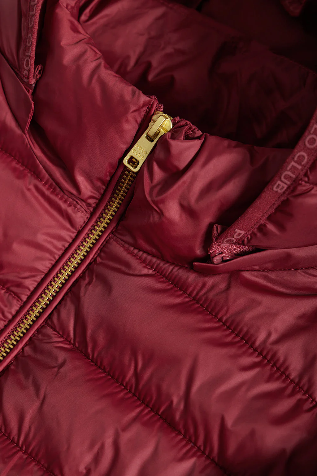 Burgundy ultralight Charles jacket with hood and Polo Club logo - Image 8