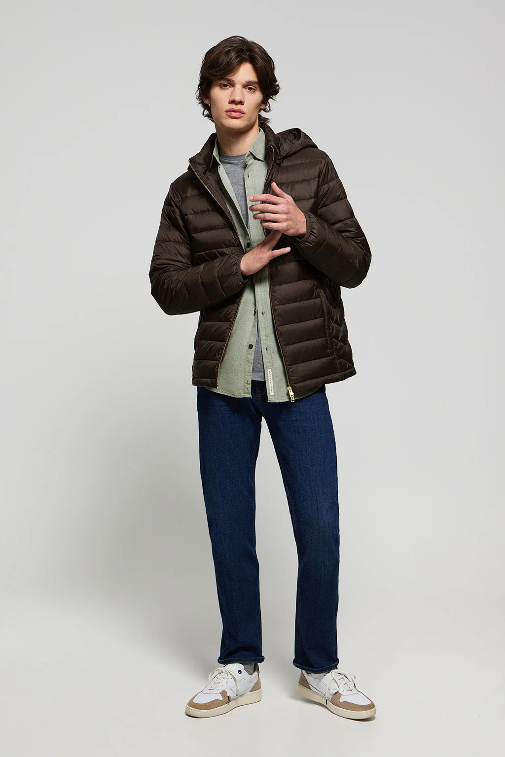 Brown ultralight Charles jacket with hood and Polo Club logo - Image 3