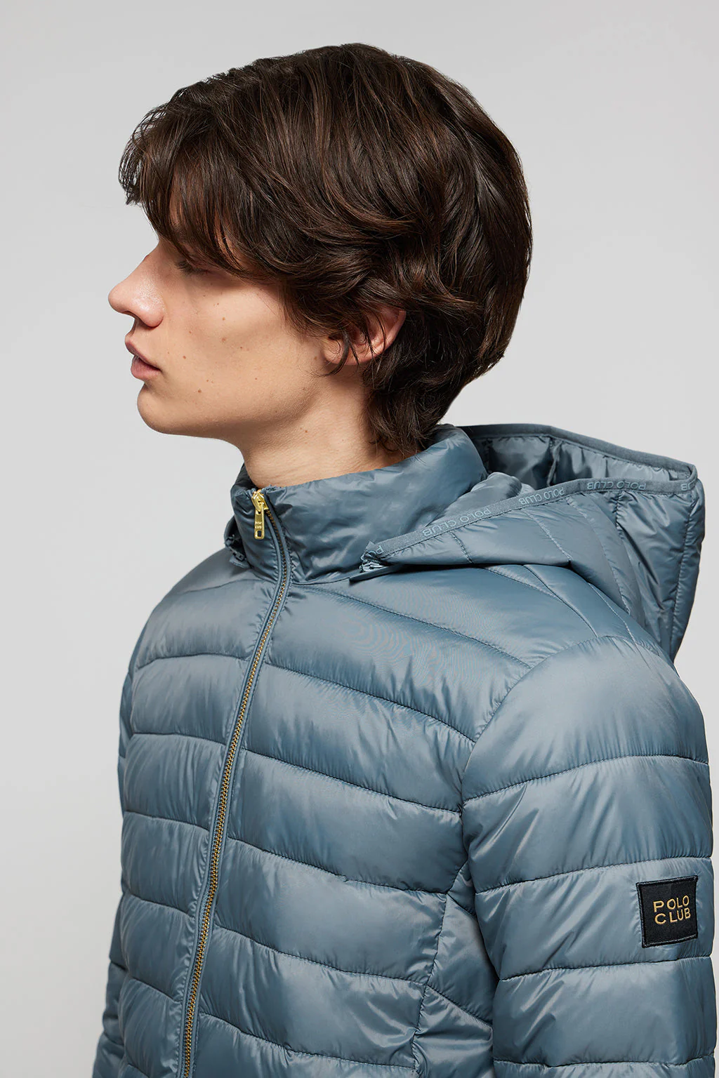 Denim-blue ultralight Charles jacket with hood and Polo Club logo - Image 3