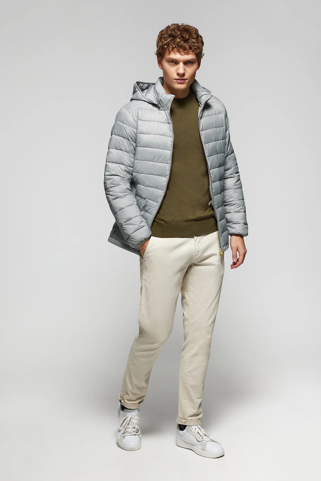 Grey ultralight Charles jacket with hood and Polo Club logo - Image 3