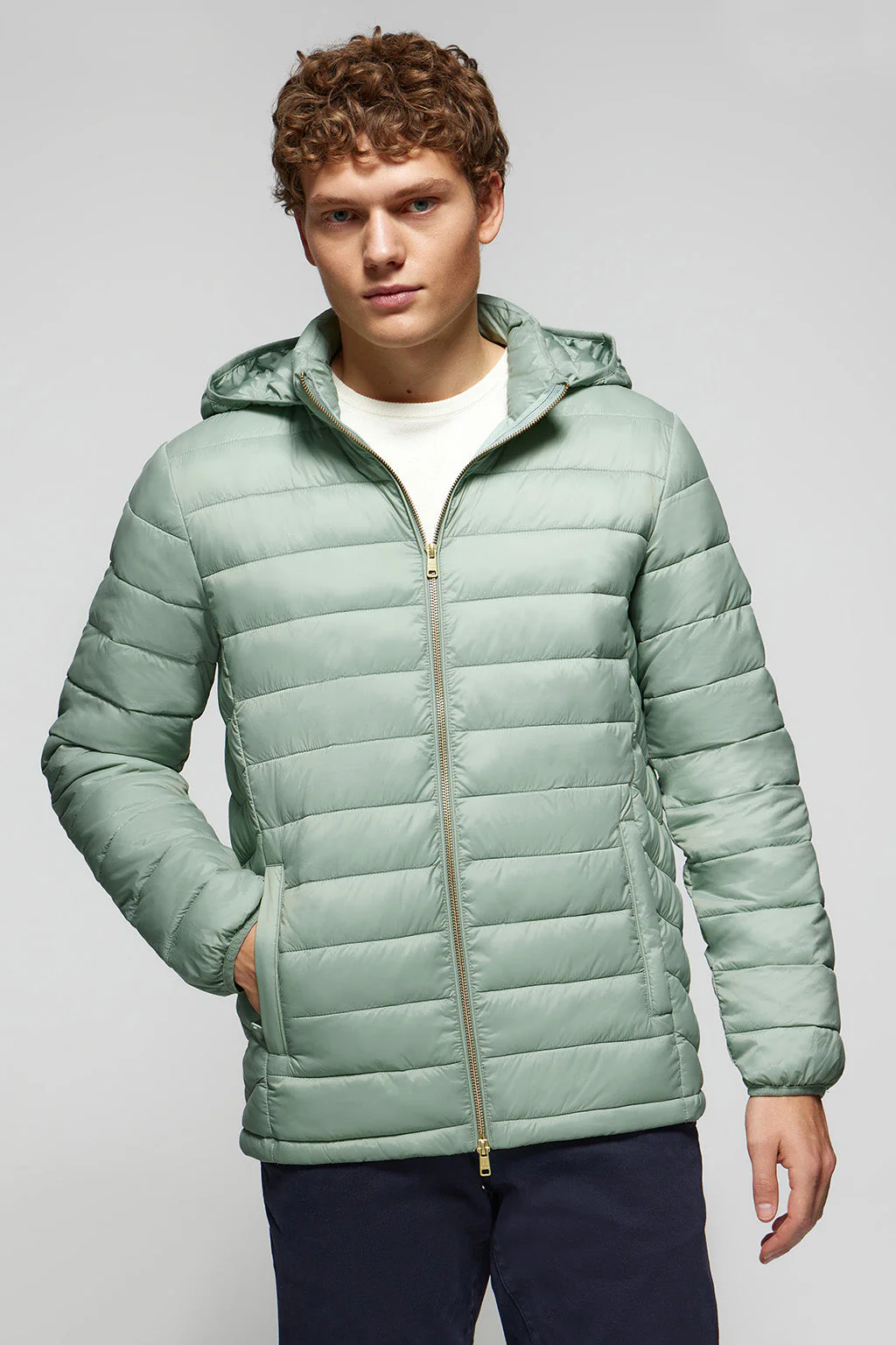 Jade-green ultralight Charles jacket Jade with hood and Polo Club logo