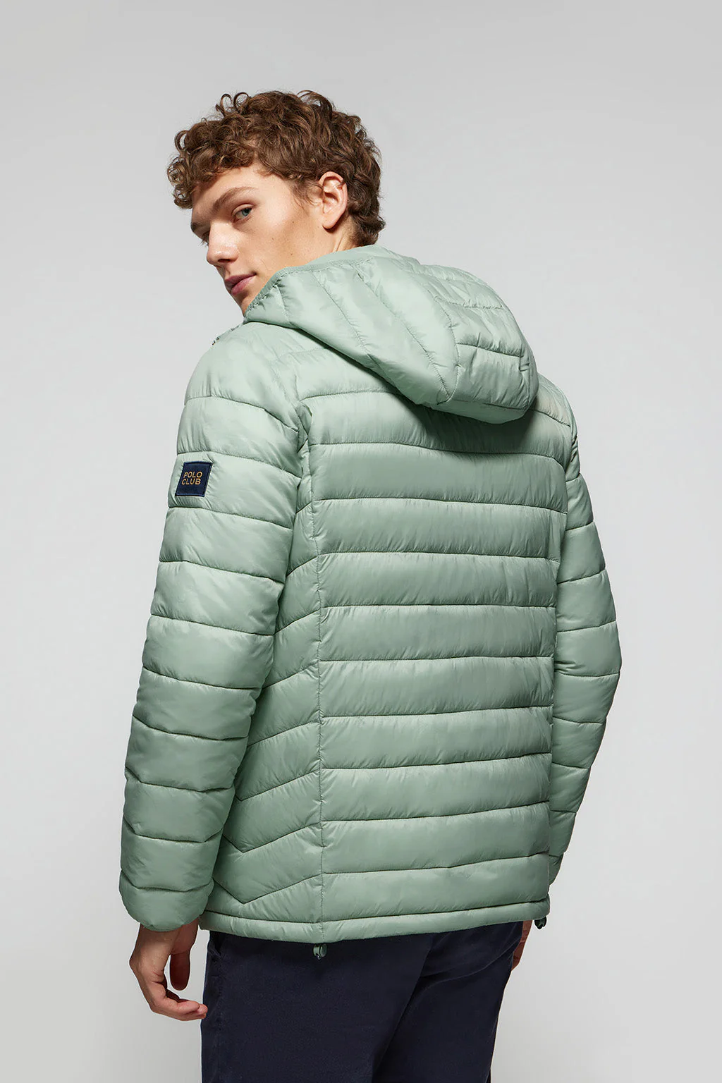 Jade-green ultralight Charles jacket Jade with hood and Polo Club logo - Image 4