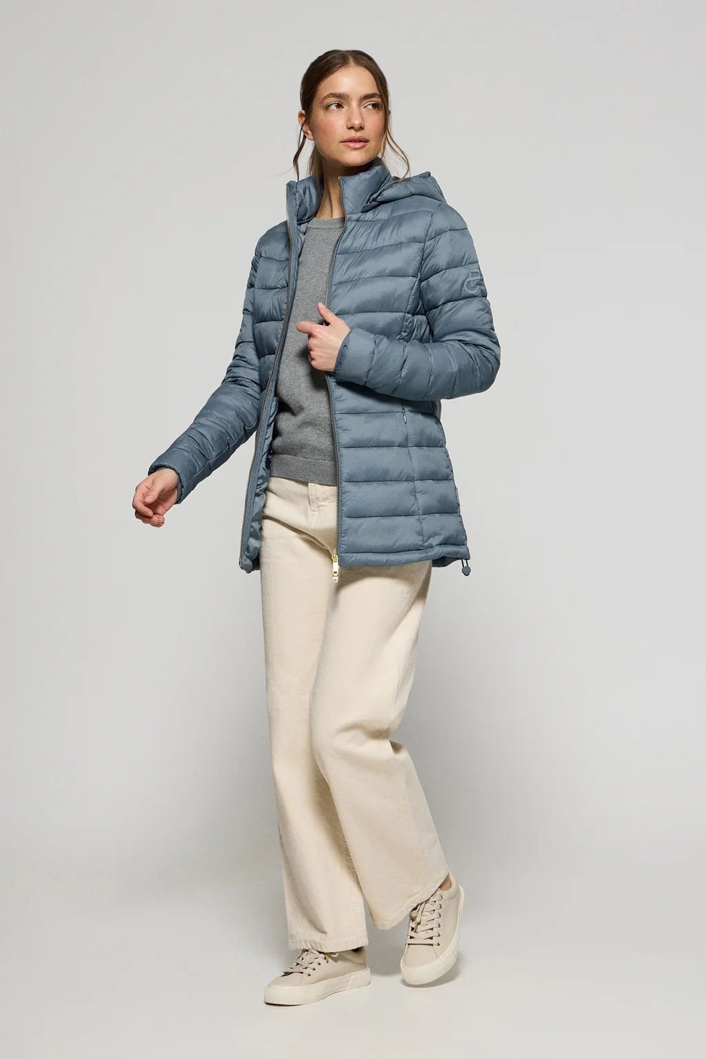 Denim-blue ultralight jacket Cintia with detachable hood and PC embroidery - Image 4