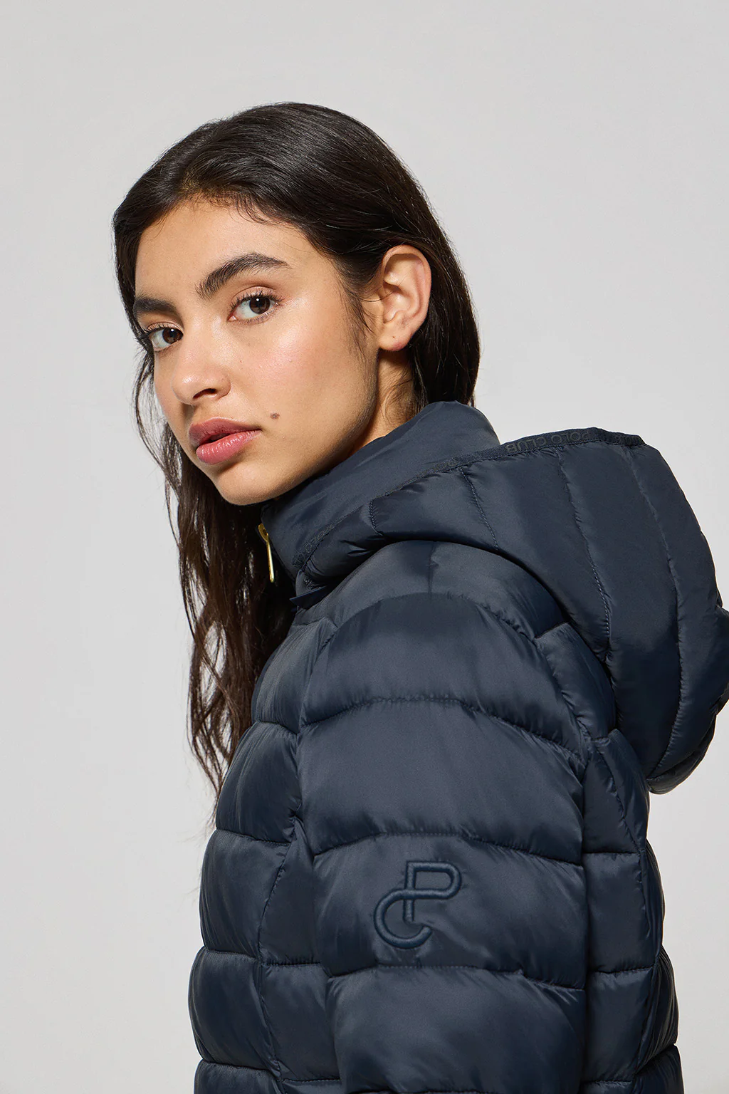 Navy-blue ultralight jacket Cintia with detachable hood and PC embroidery - Image 3