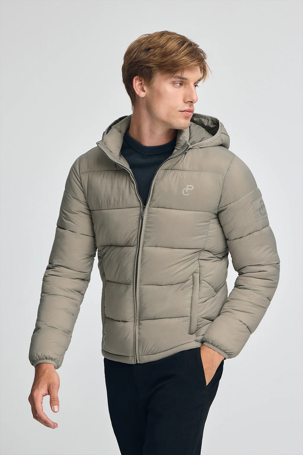 Stone-grey jacket Ciro with Polo Club logo