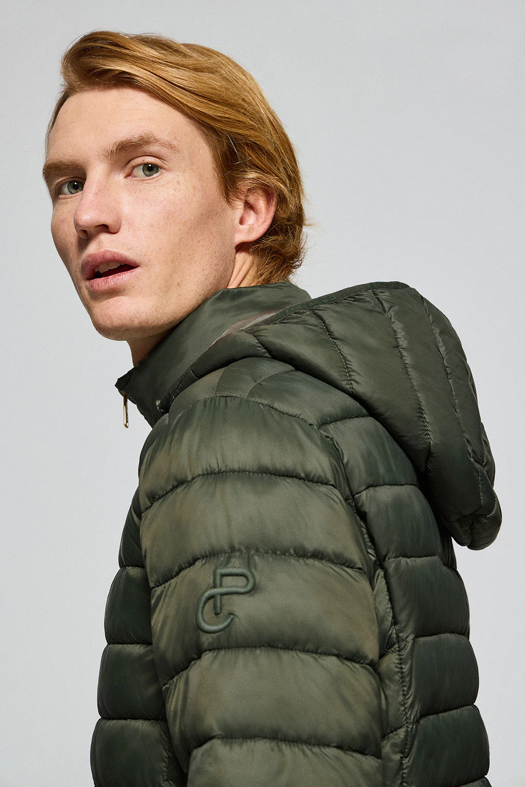 Green ultralight jacket Corey with detachable hood and PC embroidery - Image 2