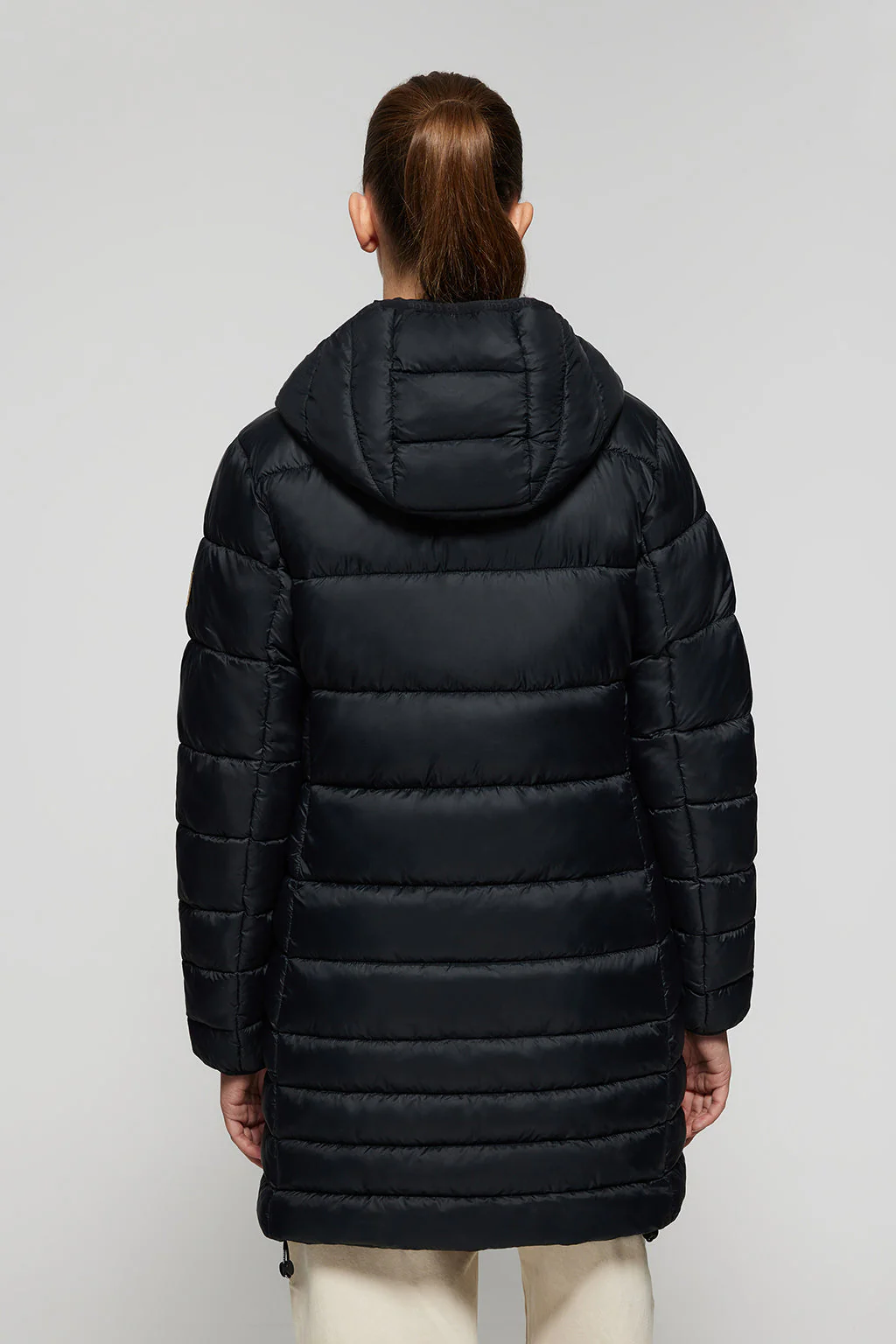Black ultralight Corinne coat with hood and Polo Club logo - Image 5