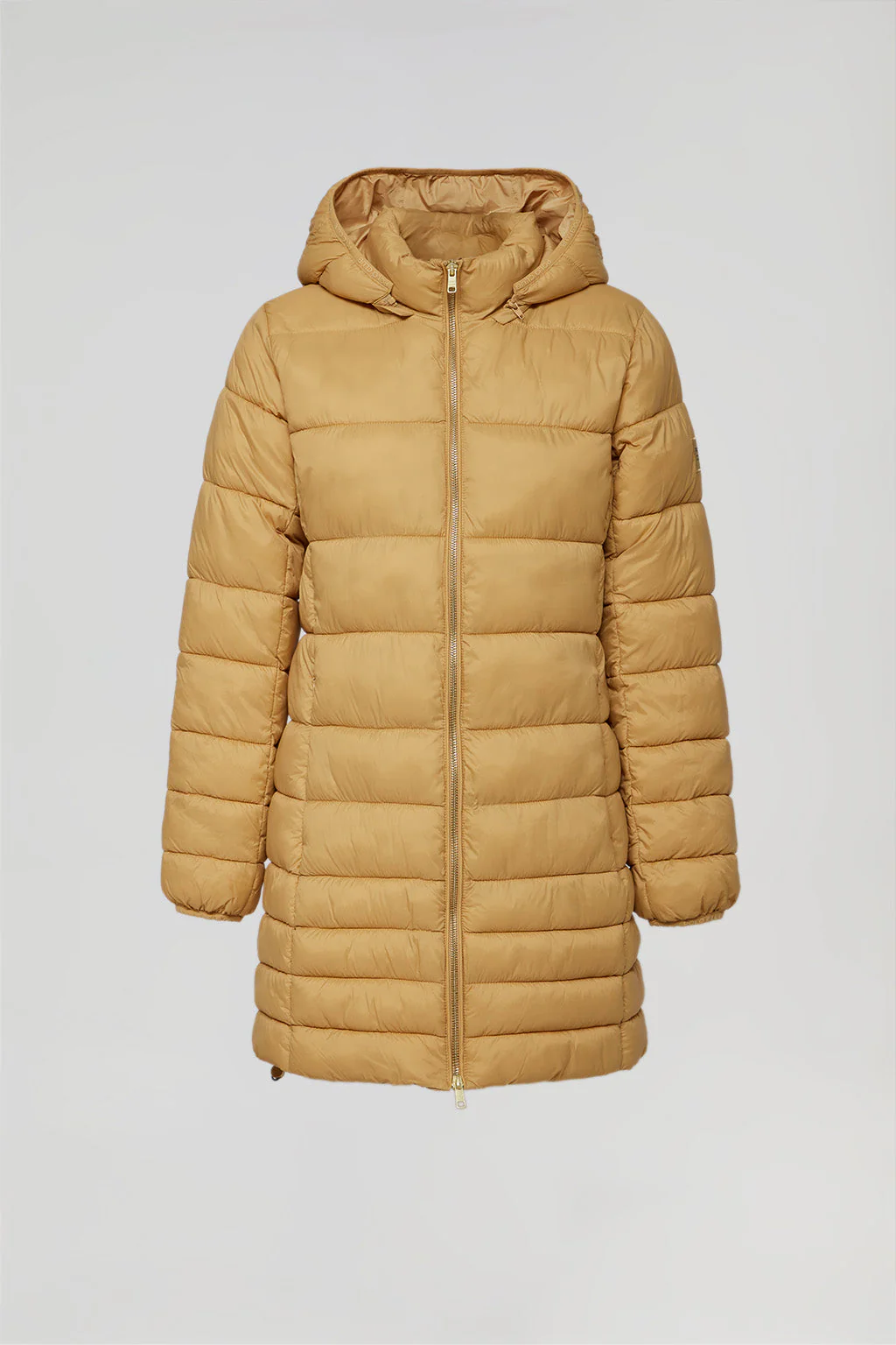 Camel ultralight Corinne coat with hood and Polo Club logo - Image 12