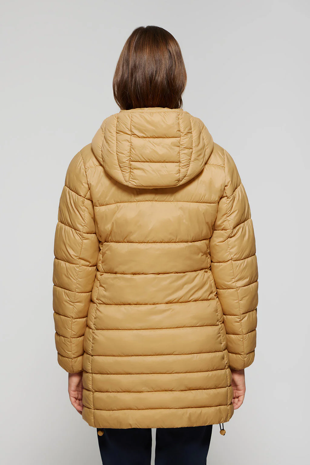 Camel ultralight Corinne coat with hood and Polo Club logo - Image 5
