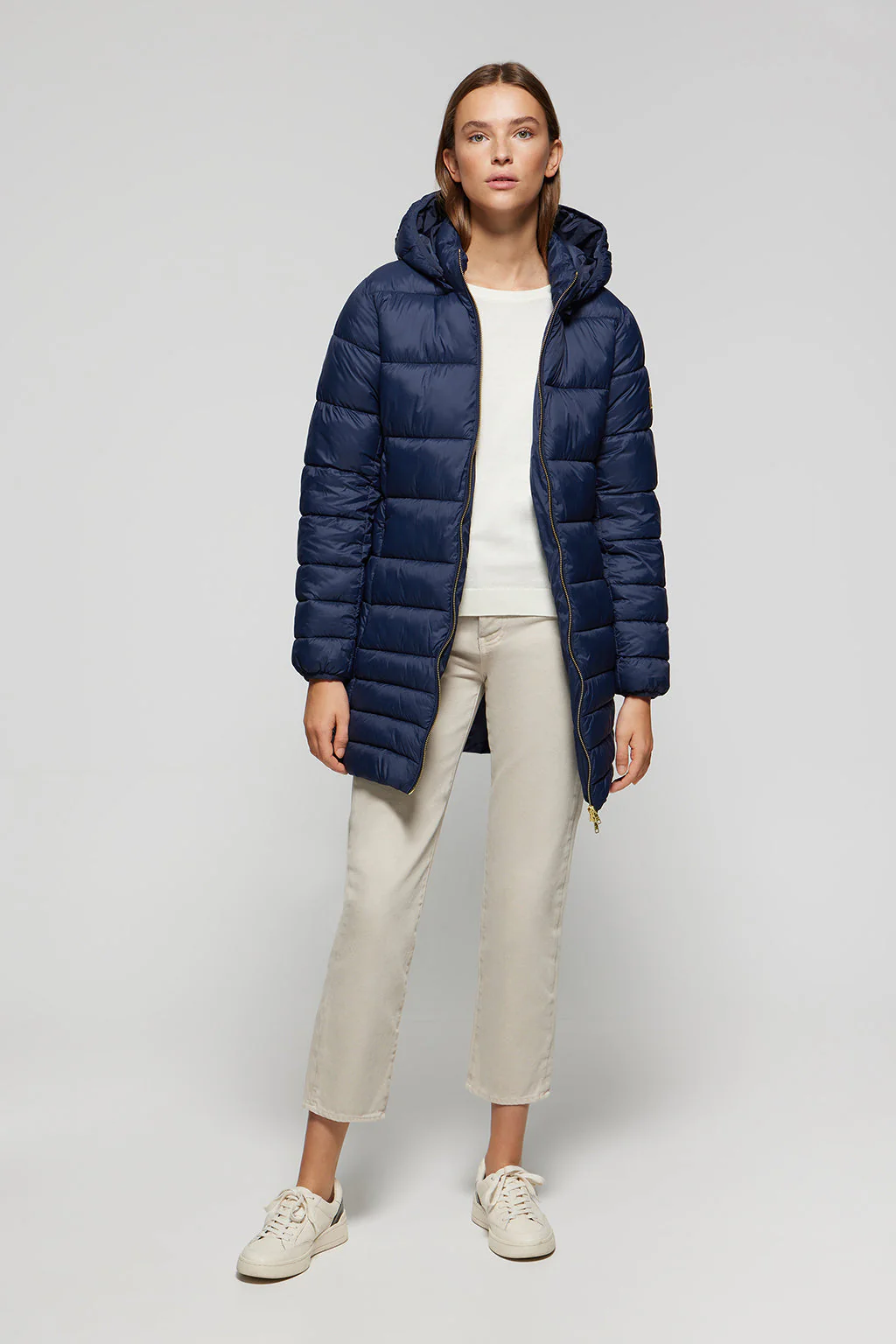 Navy-blue ultralight Corinne coat with hood and Polo Club logo - Image 3
