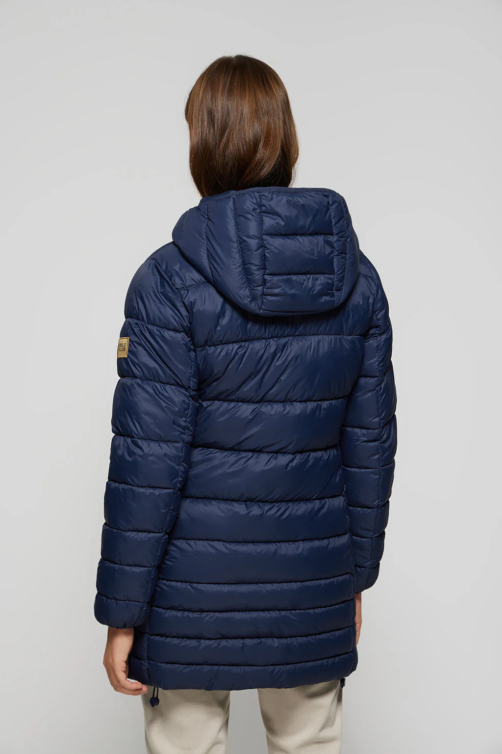 Navy-blue ultralight Corinne coat with hood and Polo Club logo - Image 6