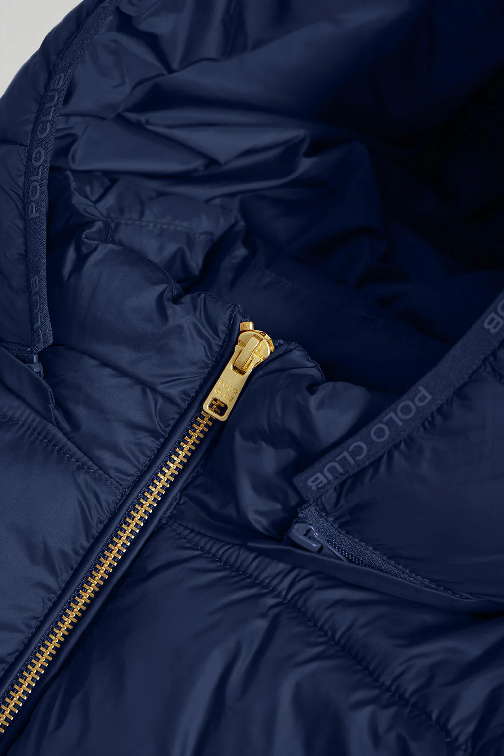 Navy-blue ultralight Corinne coat with hood and Polo Club logo - Image 8
