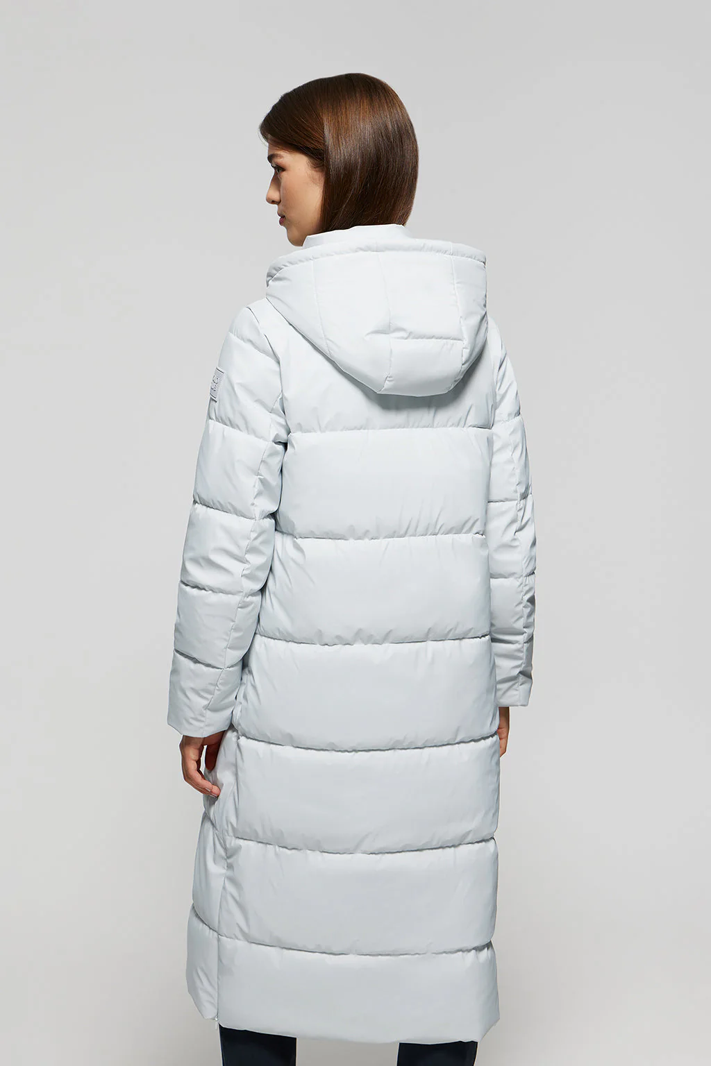 Silver Cósima long coat with removable hood and side vents - Image 6