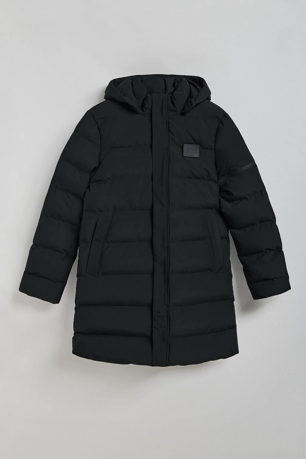 Black coat Courchevel with detachable hood and Polo Club details - Image 8