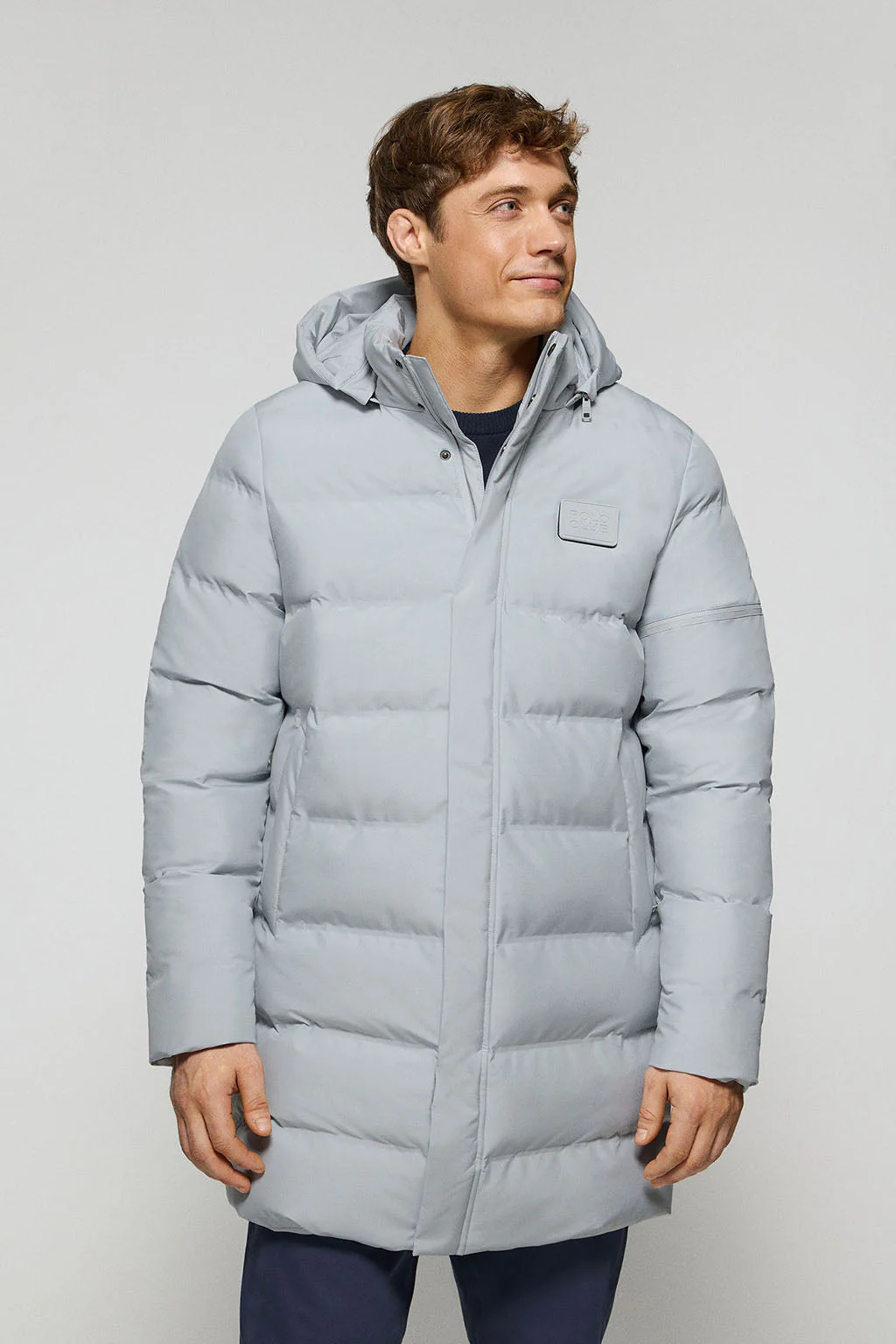 Grey coat Courchevel with detachable hood and Polo Club details
