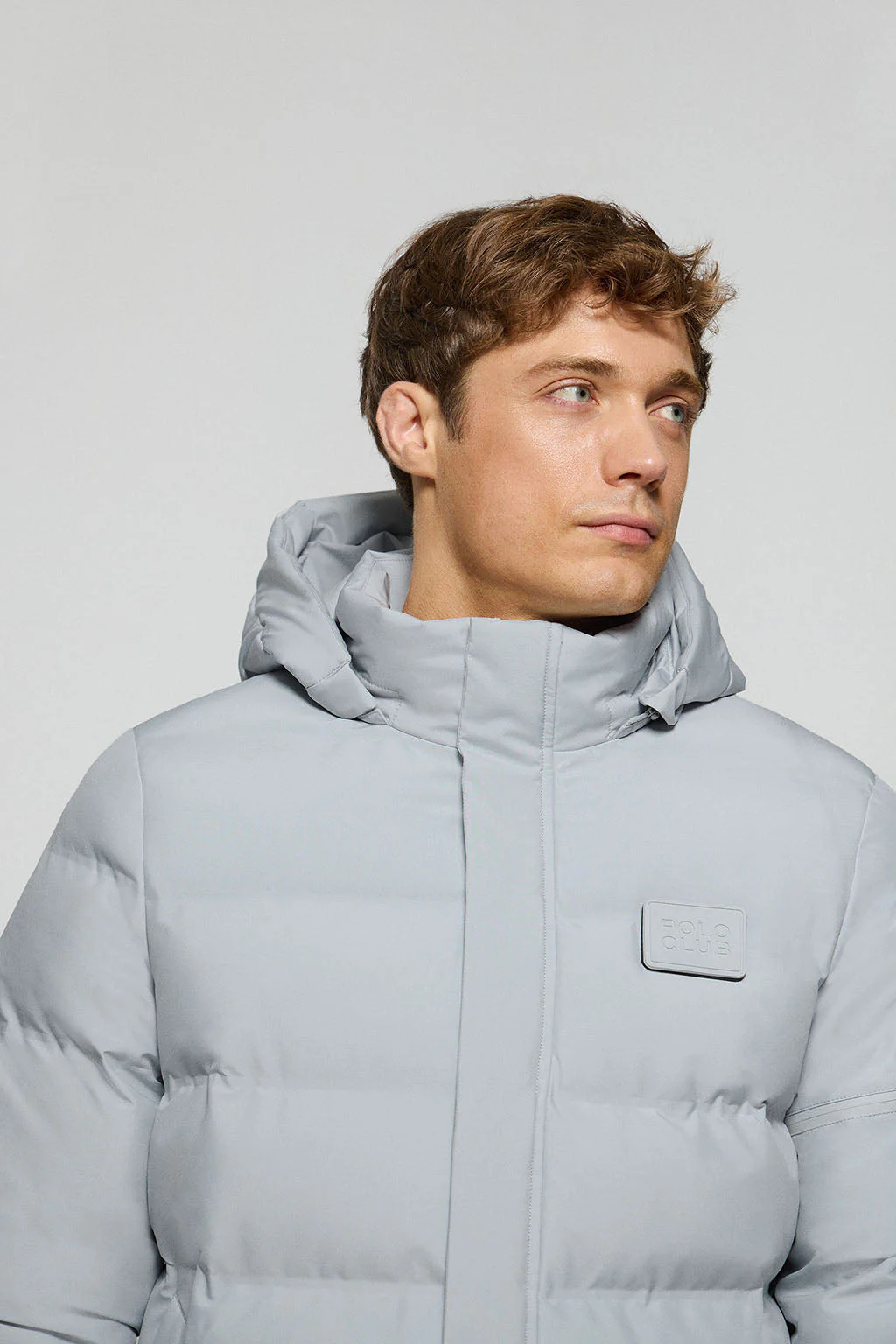 Grey coat Courchevel with detachable hood and Polo Club details - Image 3