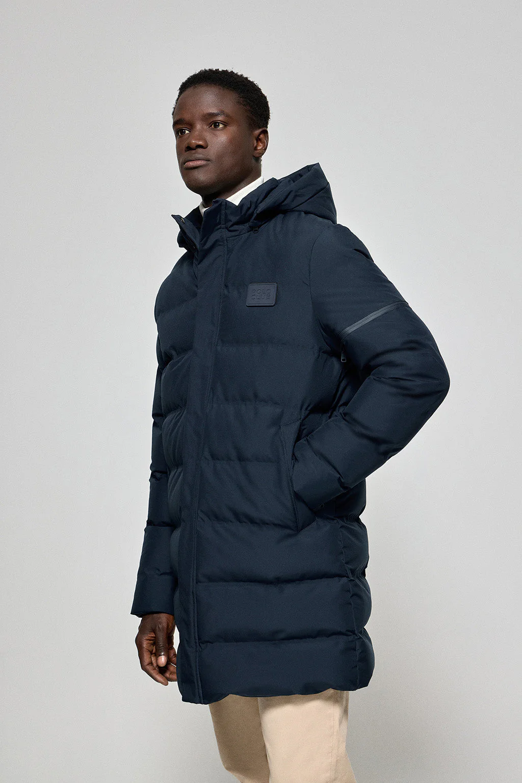 Navy-blue coat Courchevel with detachable hood and Polo Club details