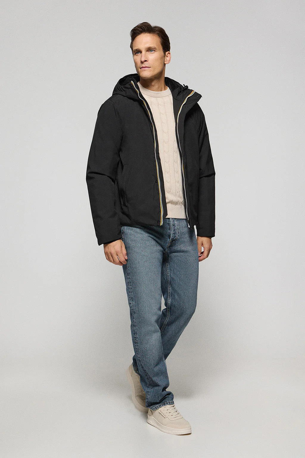 Black technical jacket with hood and bi-coloured Polo Club patch - Image 3