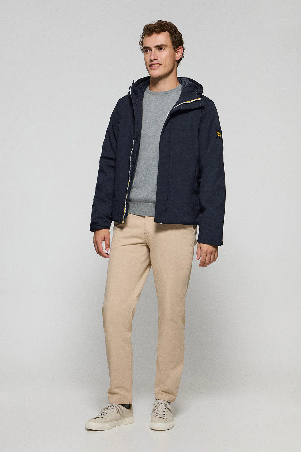 Navy-blue technical jacket with hood and bi-coloured Polo Club patch - Image 4