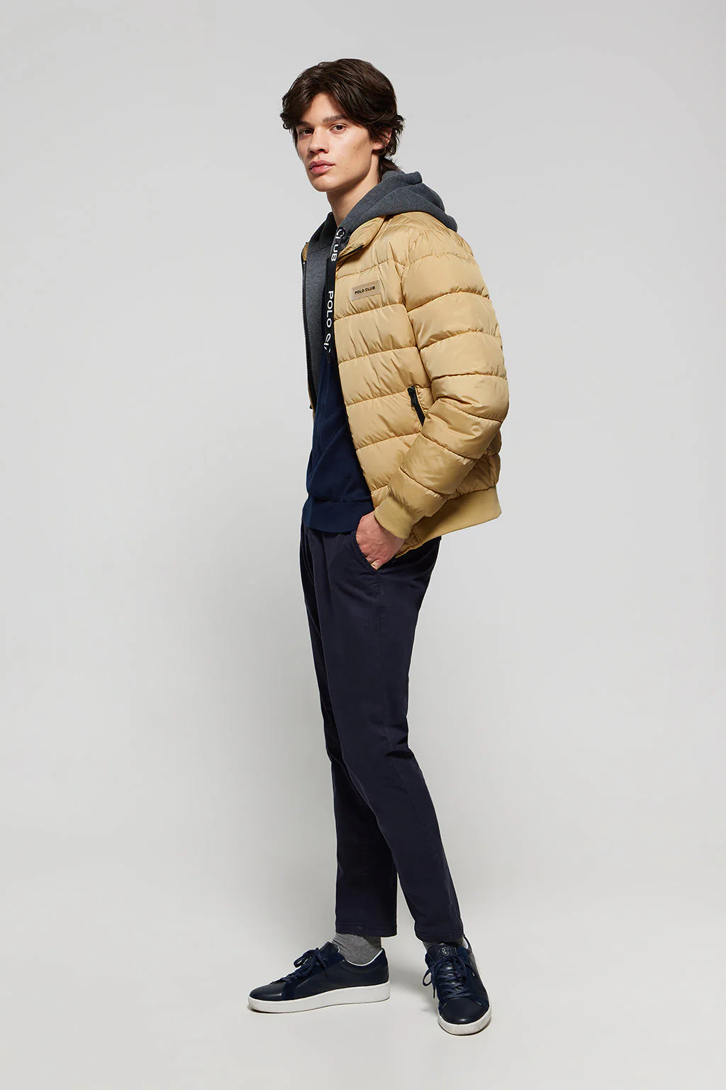 Camel Dolomite puffer jacket with Polo Club patch - Image 2