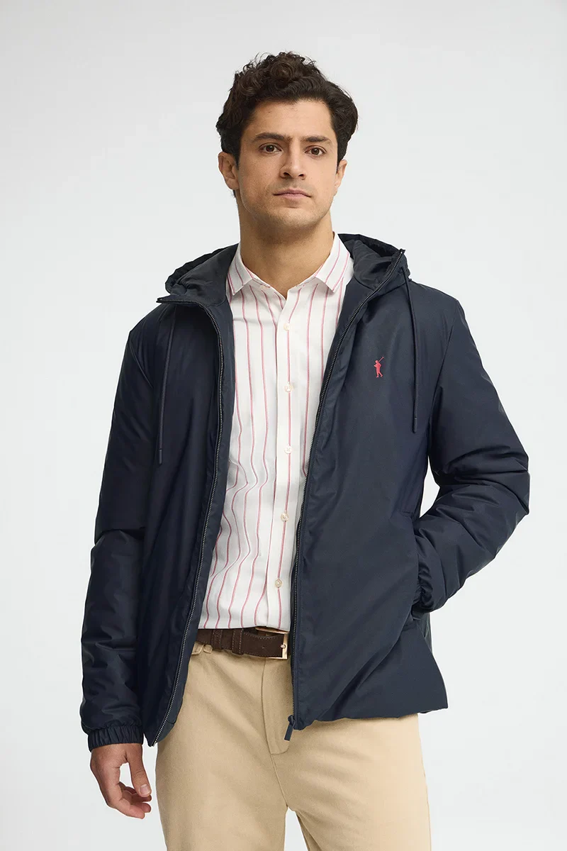 Navy-blue jacket Dorsey with Rigby Go logo
