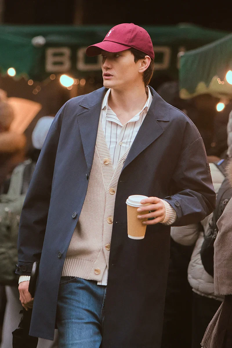 Navy-blue trench coat Ellington with Polo Club rubberised logo