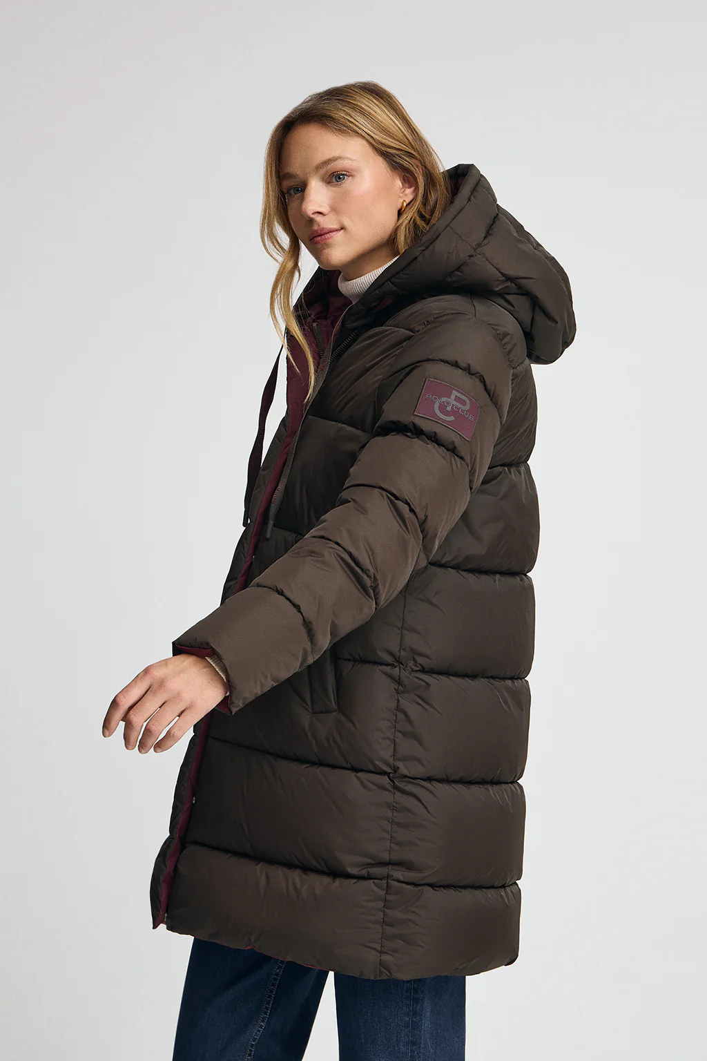 Chocolate jacket Gaia Reversible with Polo Club logo