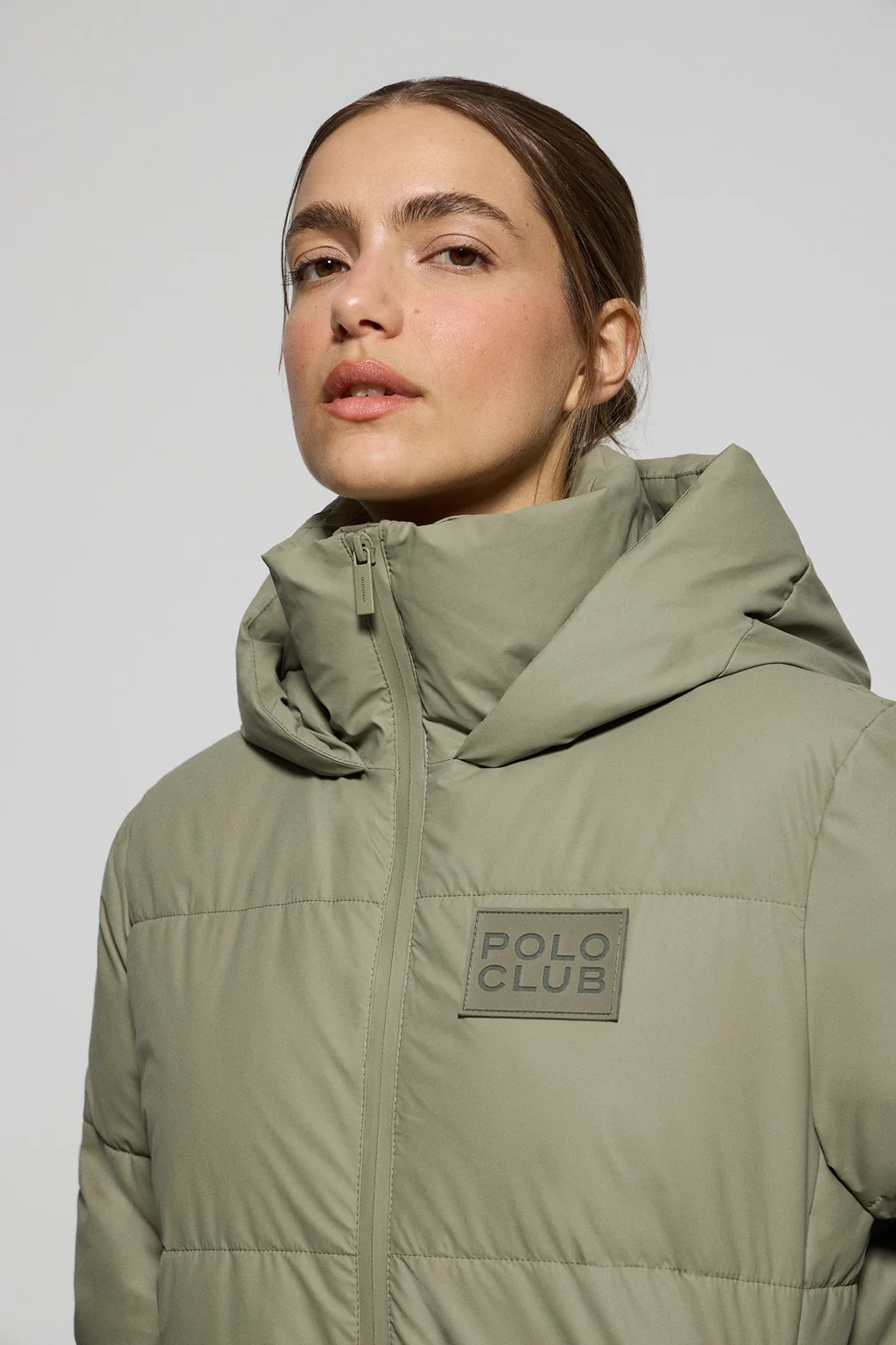 Green puffer jacket Glacier with fixed hood and Polo Club details - Image 3